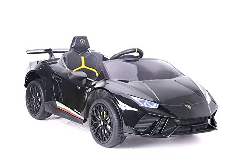 Elektro Kinderauto Lamborghini Huracan - lizenziert - 12V Akku, 2 Motoren- 2,4Ghz Fernsteuerung, MP3, Ledersitz+Eva (Schwarz) von ES-TOYS