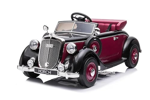 Elektro Kinderfahrzeug - Kinderauto Audi Horch 930V Oldtimer - lizenziert - 24V7AH, 2 Motoren- 2,4Ghz Fernsteuerung, MP3, Ledersitz+Eva- Lackiert (Rot) von ES-TOYS