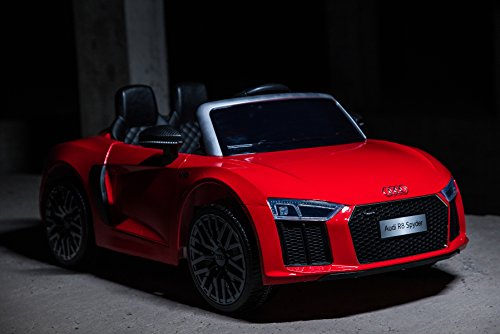 Kinderfahrzeug - Elektro Auto Audi R8 Spyder - lizenziert - 12V7AH Akku und 2 Motoren- 2,4Ghz + MP3 + Leder + Eva (Rot) von ES-TOYS