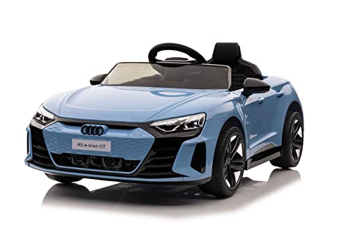 Kinderfahrzeug - Elektro Auto Audi RS E-Tron - lizenziert - 12V7AH Akku und 4 Motoren- 2,4Ghz + MP3 + Leder + Eva (Blau) von ES-TOYS