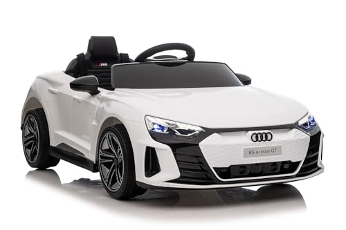 Kinderfahrzeug - Elektro Auto Audi RS E-Tron - lizenziert - 12V7AH Akku und 4 Motoren- 2,4Ghz + MP3 + Leder + Eva (Weiss) von ES-TOYS
