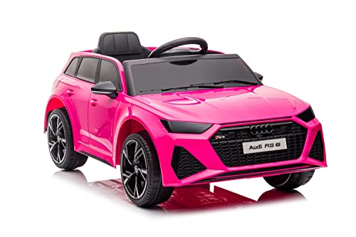 Kinderfahrzeug - Elektro Auto Audi RS6 - lizenziert - 12V7AH Akku und 2 Motoren- 2,4Ghz + MP3 + Leder + Eva (Pink) von ES-TOYS