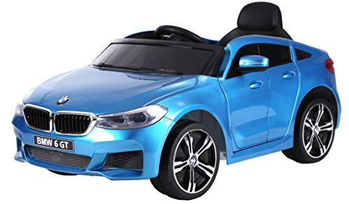 Kinderfahrzeug Elektro Auto BMW 6GT - lizenziert - 12V, 2 Motoren+ 2,4Ghz+ Ledersitz+Eva (Blau) von ES-TOYS