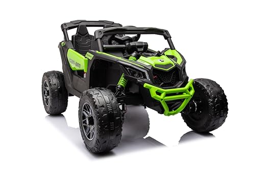 Kinderfahrzeug - Elektro Auto Can Am Maverick UTV - 24V Akku,2x200W Motoren- 2,4Ghz, Ledersitz+Eva (Grün) von ES-TOYS
