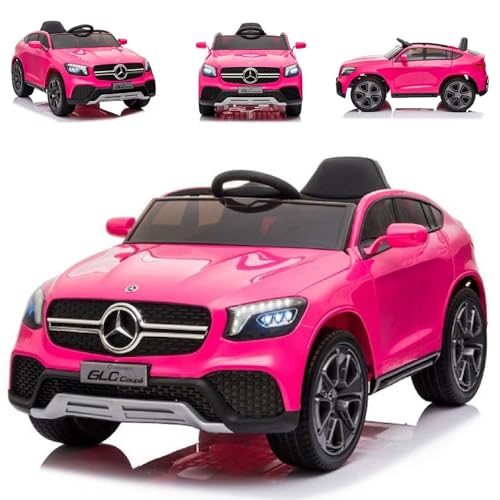 Kinderfahrzeug - Elektro Auto Mercedes GLC - lizenziert - 12V Akku,2 Motoren+ 2,4Ghz+Ledersitz+Eva-Pink von ES-TOYS