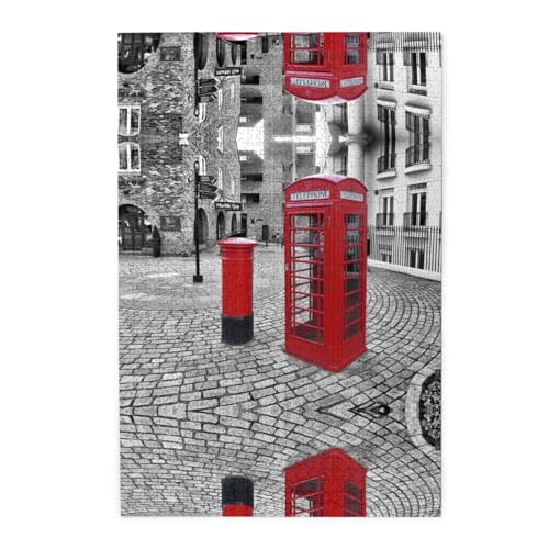 1000 Holzpuzzles in Kunststoffboxen, Londoner rote Telefonzelle, Umweltschutz und kein Geruch von ESASAM
