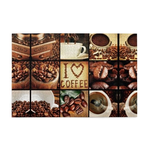 Coffee Collage 1000 Teile Holzpuzzles in Kunststoffboxen, feine Verarbeitung und Haltbarkeit von ESASAM