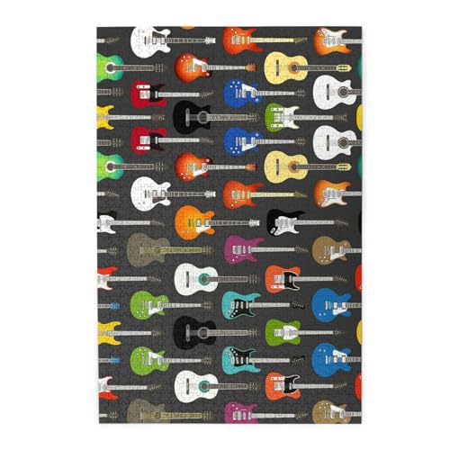 Farbige Akustik- und Gitarren-Holzpuzzles in Kunststoffboxen (vertikale Version), interessante Puzzles für alle Altersgruppen, 1000 Stück von ESASAM