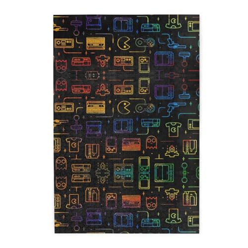 Game Video Gaming Pattern Print Premium Wooden Jigsaw Puzzle - 1000 Pieces - Plastic Box Packaging von ESASAM