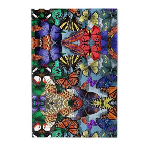 Handgezeichnetes farbiges Schmetterlings-Druck, Premium-Holz-Puzzle – 1000 Teile – Kunststoffbox-Verpackung von ESASAM