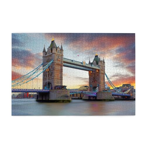 Historic Old Tower Bridge London 1000 Teile Holzpuzzles in Kunststoffboxen, feine Verarbeitung und Haltbarkeit von ESASAM