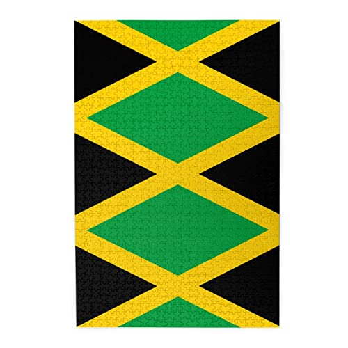 Jamaika-Flaggen-Druck, Premium-Holz-Puzzle, 1000 Teile, Kunststoffbox-Verpackung von ESASAM