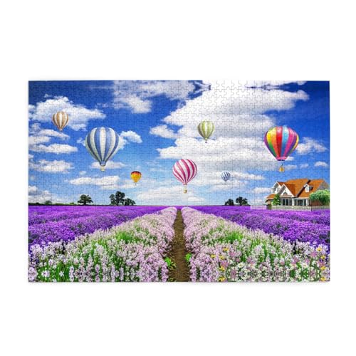 Lavendel Heißluftballon 1000 Stück Holzpuzzles in Kunststoffboxen, feine Verarbeitung und Haltbarkeit von ESASAM