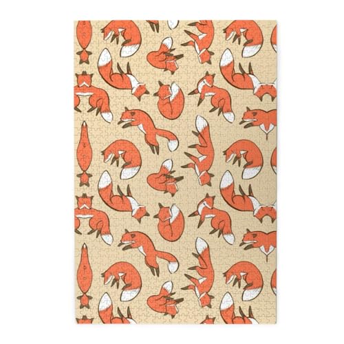 Many Foxes Print Premium Wooden Jigsaw Puzzle - 1000 Pieces - Plastic Box Packaging von ESASAM