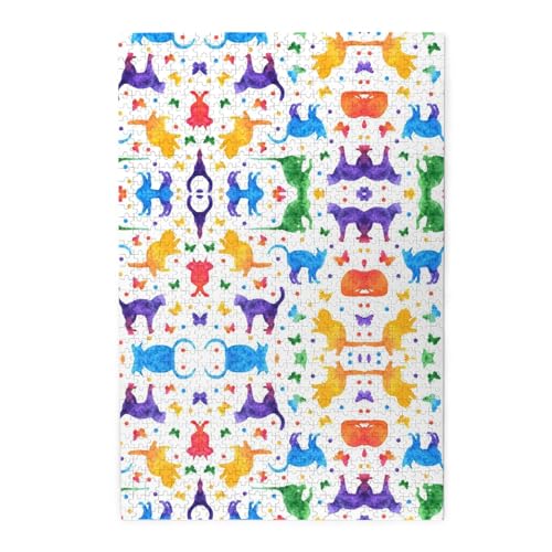 Schmetterling Polka Dot und Katze 1000 Holzpuzzles in Kunststoffboxen (vertikale Version), die erste Wahl für die Freizeit von ESASAM