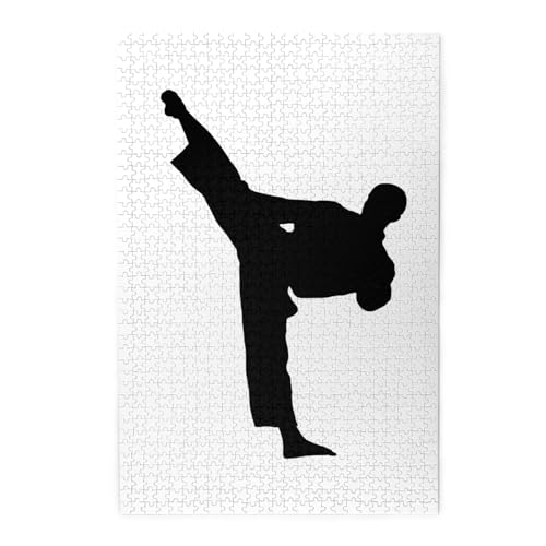 Taekwondo Kampfsport-Druck Premium Holzpuzzle - 1000 Teile - Kunststoffbox Verpackung von ESASAM