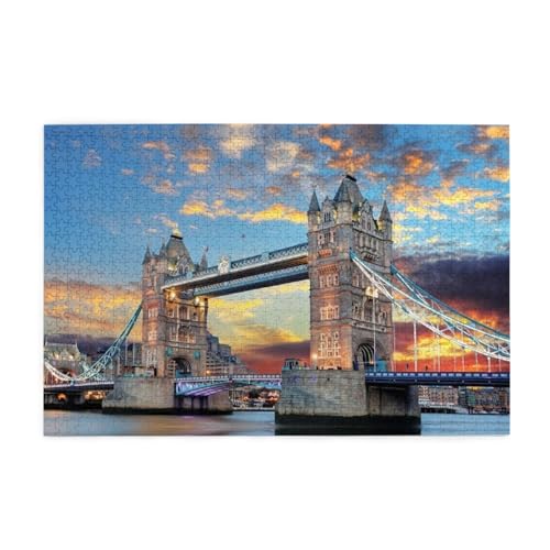 Tower Bridge In London 1000 Teile Holzpuzzles in Kunststoffboxen, feine Verarbeitung und Haltbarkeit von ESASAM