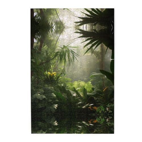 Tropischer Regenwald Dschungelszene 1000 Holzpuzzles in Kunststoffboxen (vertikale Version), die interessante Puzzles für alle Altersgruppen sind von ESASAM