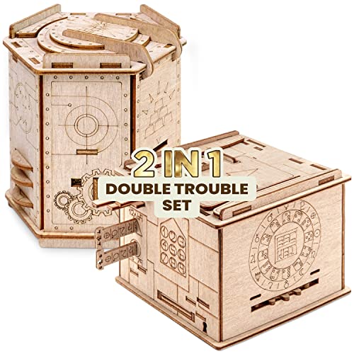 ESC WELT Double Trouble Set - Escape Room Spiel Erwachsene - Rätselbox Knobelspiele für Erwachsene - 3D Puzzle Box Spiele - Holzpuzzle Erwachsene - Einzigartiges Knobelspiel - Escape Game Knobelbox von ESC WELT