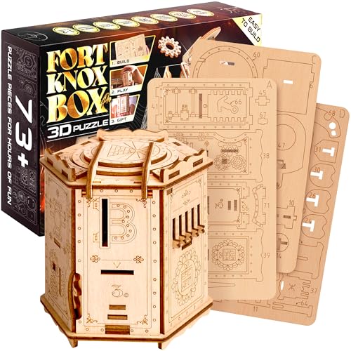 ESC WELT Fort Knox Box PRO 3D Puzzle Game - 3 in 1 Puzzle Box Modellbau Escape Room Spiel - Holzpuzzle & Holzrätsel - Geschenkbox Knobelspiel - Rätselbox 3D Holzpuzzle Erwachsene von ESC WELT
