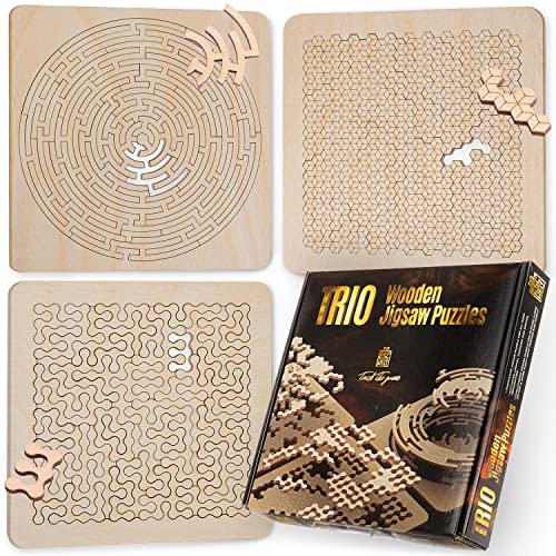 ESC WELT Trio Holzpuzzle Erwachsene - Puzzle mit Einzigartiger Form - Montessori Jigsaw Knobelspiel - Puzzle für Erwachsene & Kinder - Outdoor & Reisespielzeug - Steckpuzzle - Einzigartiges Geschenk ESC WELT Trio Holzpuzzle Erwachsene - Puzzle mit Einzigartiger Form - Montessori Jigsaw Knobelspiel - Puzzle für Erwachsene & Kinder - Outdoor & Reisespielzeug - Steckpuzzle - Einzigartiges Geschenk von ESC WELT