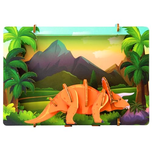ESC WELT Triceratops - Triceratops 3D-Puzzle - DIY Holztier-Puzzle - 3D-Puzzle für Kinder - Kinder Holz Bastelset - Gehirn-Teaser Holzpuzzle - Spielzeuggeschenke für Weihnachten von ESC WELT