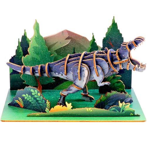 ESC WELT Tyrannosaurus - Dinosaurier 3D-Puzzle - DIY Holztier-Puzzle - 3D-Puzzle für Kinder - Holz Bastelset für Kinder - Gehirn-Teaser Holzpuzzle - Spielzeuggeschenke für Weihnachten von ESC WELT