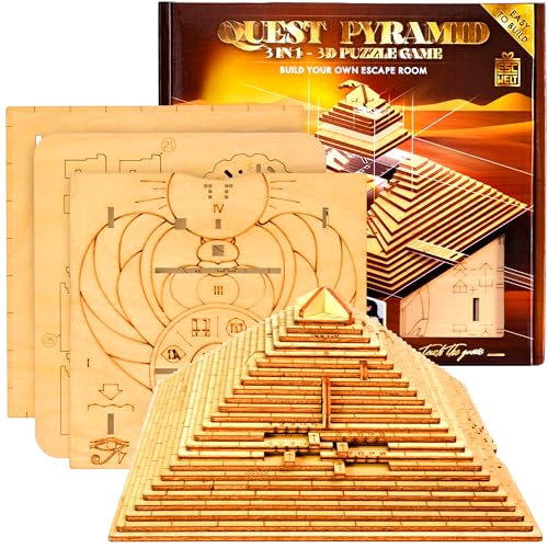 ESC WELT Quest Pyramide 3D Puzzle Game - 3 in 1 Puzzle Box Modellbau Escape Room- Holzpuzzle & Holzrätsel - Geschenkbox Knobelspiel - Rätselbox für Kinder und Erwachsene 3D Holzpuzzle ESC WELT Quest Pyramide 3D Puzzle Game - 3 in 1 Puzzle Box Modellbau Escape Room- Holzpuzzle & Holzrätsel - Geschenkbox Knobelspiel - Rätselbox für Kinder und Erwachsene 3D Holzpuzzle von ESC WELT