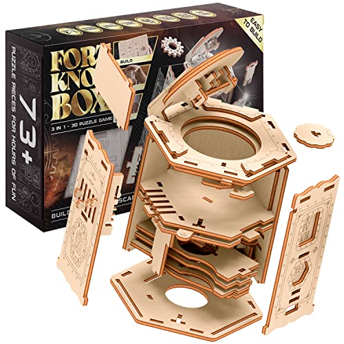 ESC WELT Fort Knox Box PRO 3D Puzzle Game - 3 in 1 Puzzle Box Modellbau Escape Room Spiel - Holzpuzzle & Holzrätsel - Geschenkbox Knobelspiel - Rätselbox 3D Holzpuzzle Erwachsene von ESC WELT