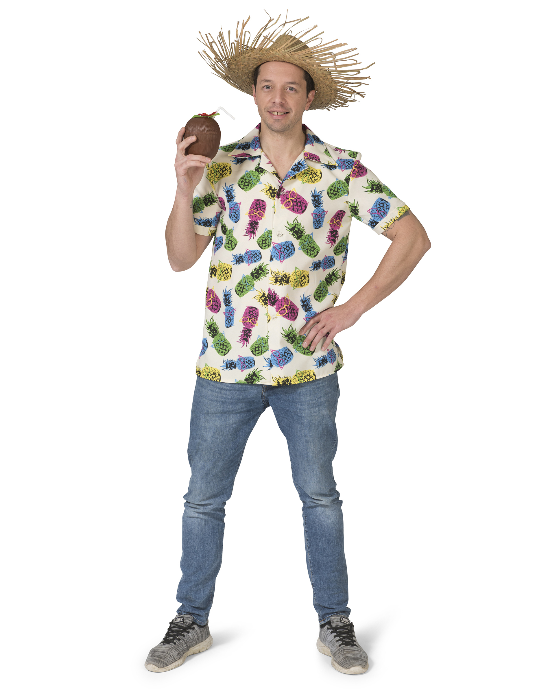 Ananas-Hemd für Herren Hawaii-Kostüm Fasching weiss-bunt Ananas-Hemd für Herren Hawaii-Kostüm Fasching weiss-bunt von ESPA