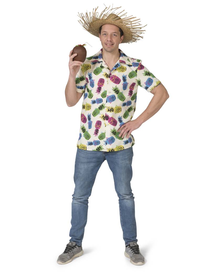 Ananas-Hemd für Herren Hawaii-Kostüm Fasching weiss-bunt von ESPA