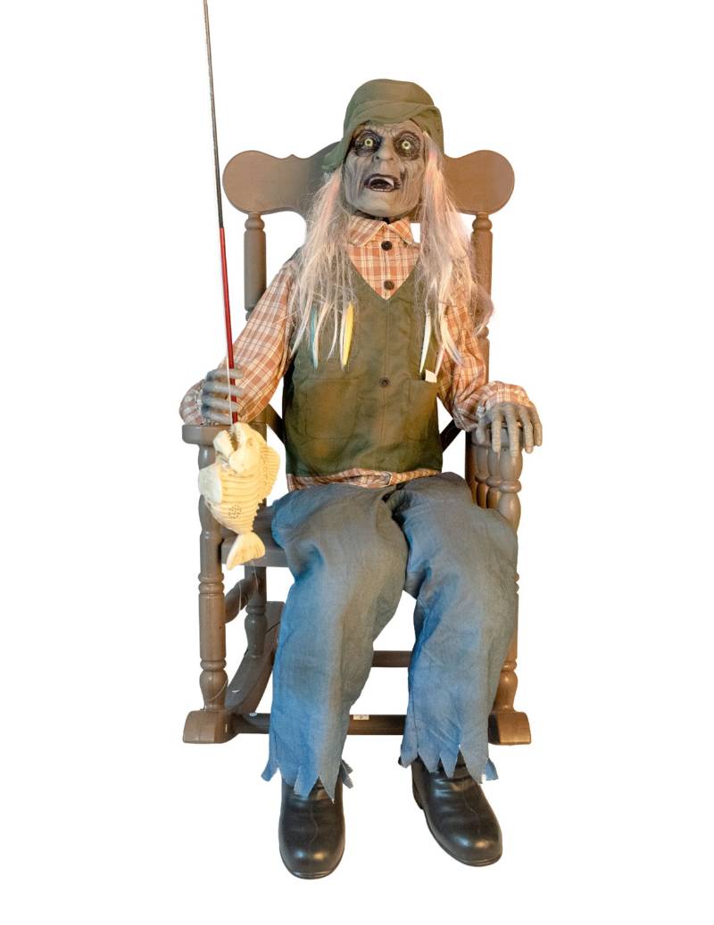 Animierte Deko-Figur Grusel-Angler im Schaukelstuhl mit Bewegung 67x95x185cm Animierte Deko-Figur Grusel-Angler im Schaukelstuhl mit Bewegung 67x95x185cm von ESPA