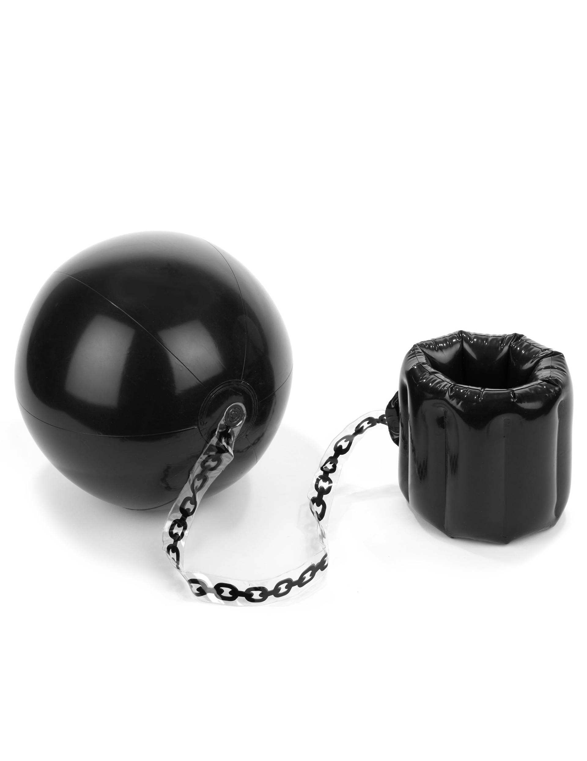 Aufblasbare Fußfessel mit Kugel Häftling-Accessoire schwarz 30cm von ESPA