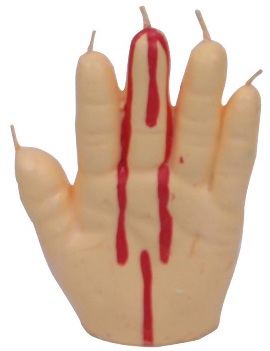 Blutige Hand Kerze Halloween-Deko beige-rot von ESPA