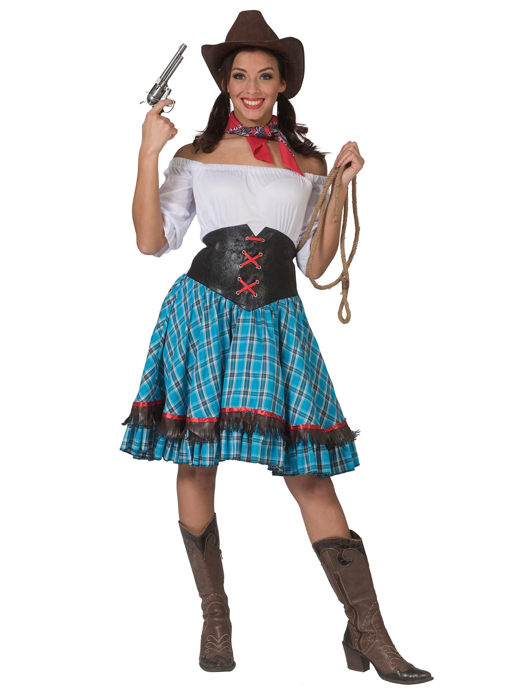 Cowgirl-Kostüm für Damen blau-braun Cowgirl-Kostüm für Damen blau-braun von ESPA