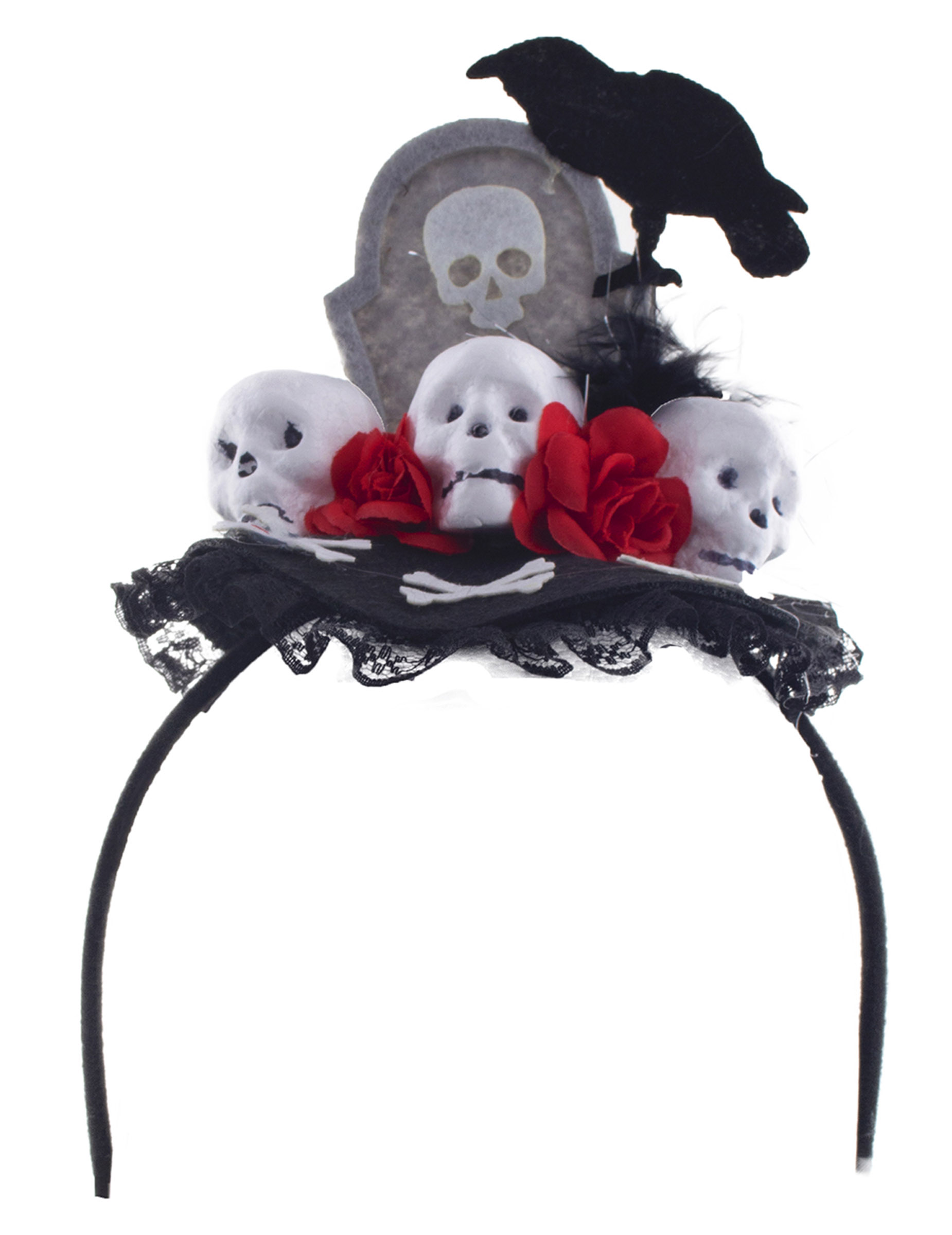 Dia de los Muertos-Haarreif für Erwachsene schwarz-weiß-rot Dia de los Muertos-Haarreif für Erwachsene schwarz-weiß-rot von ESPA
