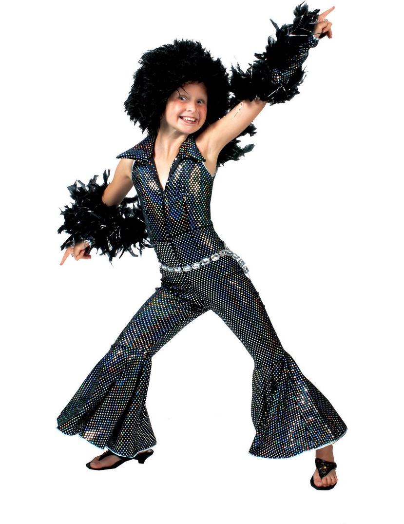 Disco-Kostüm für Mädchen schwarz-glänzend von ESPA
