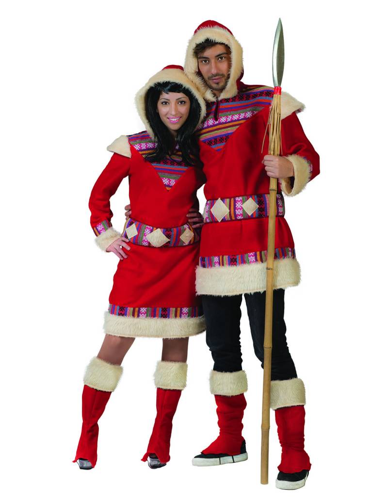 Eskimo-Kostüm für Herren Faschingskostüm rot-weiss von ESPA