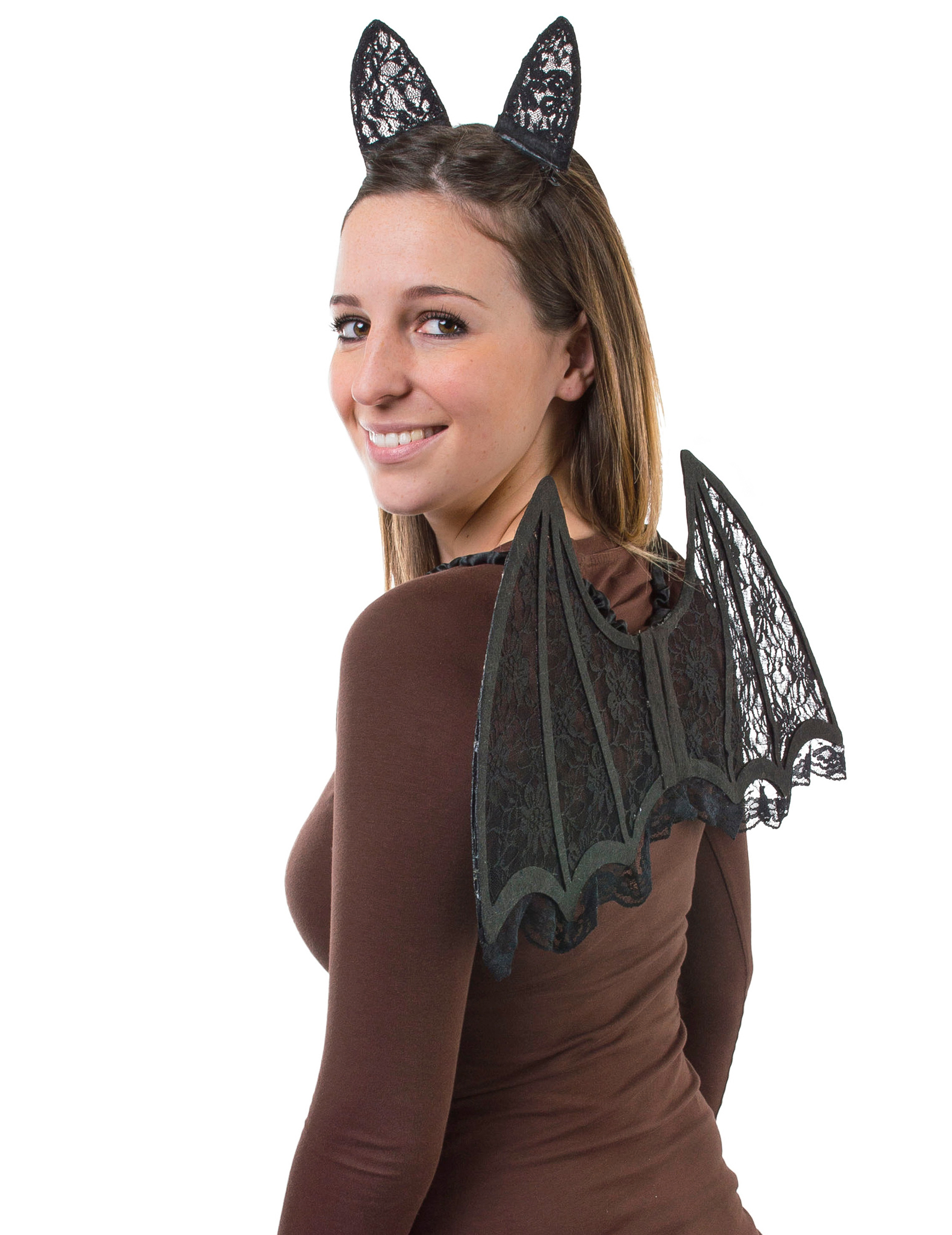 Fledermaus Kostümzubehör-Set für Erwachsene 3-teilig schwarz von ESPA