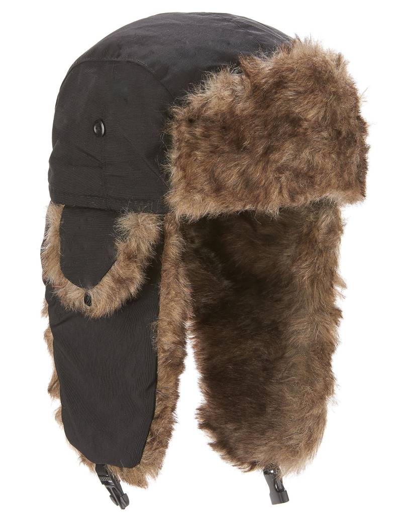 Flieger-Fellmütze Holzfäller-Mütze schwarz-braun von ESPA
