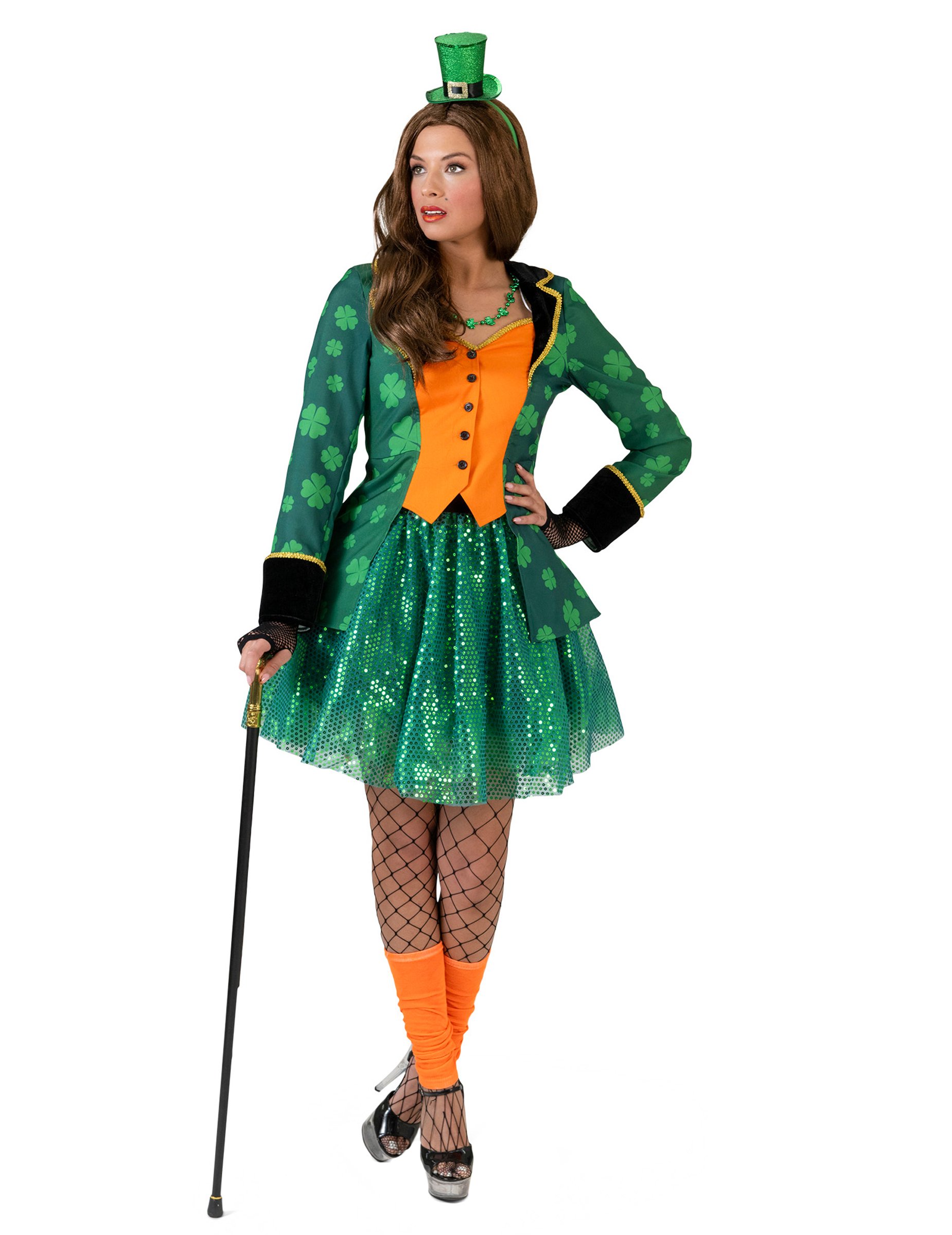 Frack mit Kleeblatt Saint Patrick Damen grün-orange von ESPA