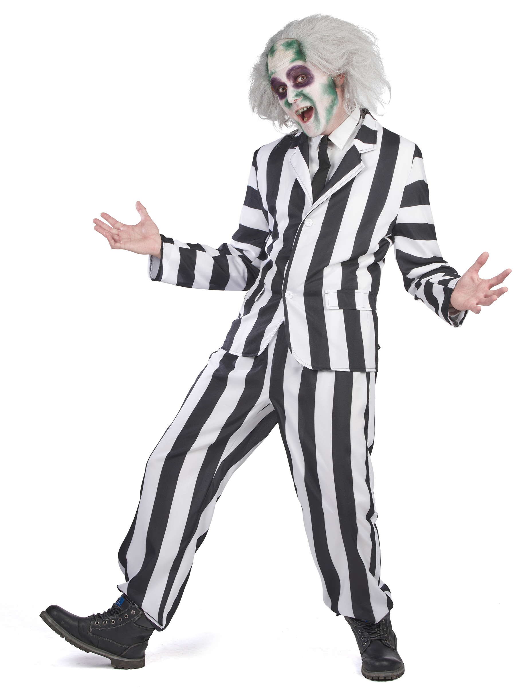 Geister Kostüm Schwarz-Weiss gestreift Erwachsene Geister Kostüm Schwarz-Weiss gestreift Erwachsene von ESPA