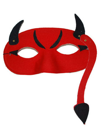 Halloween-Augenmaske Teufelsmaske Hörner und Schwanz rot-schwarz von ESPA