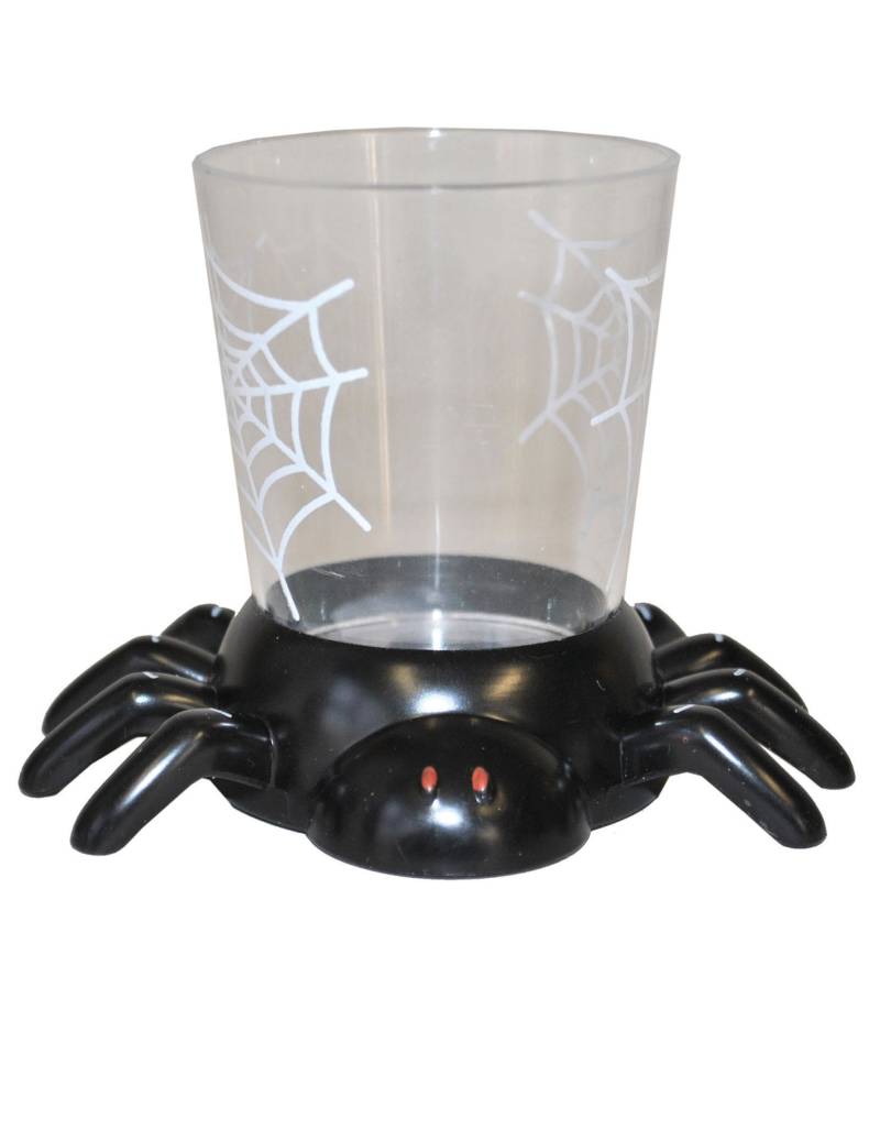 Halloween Becher mit Spinnenhalterung 7 cm schwarz-transparent von ESPA