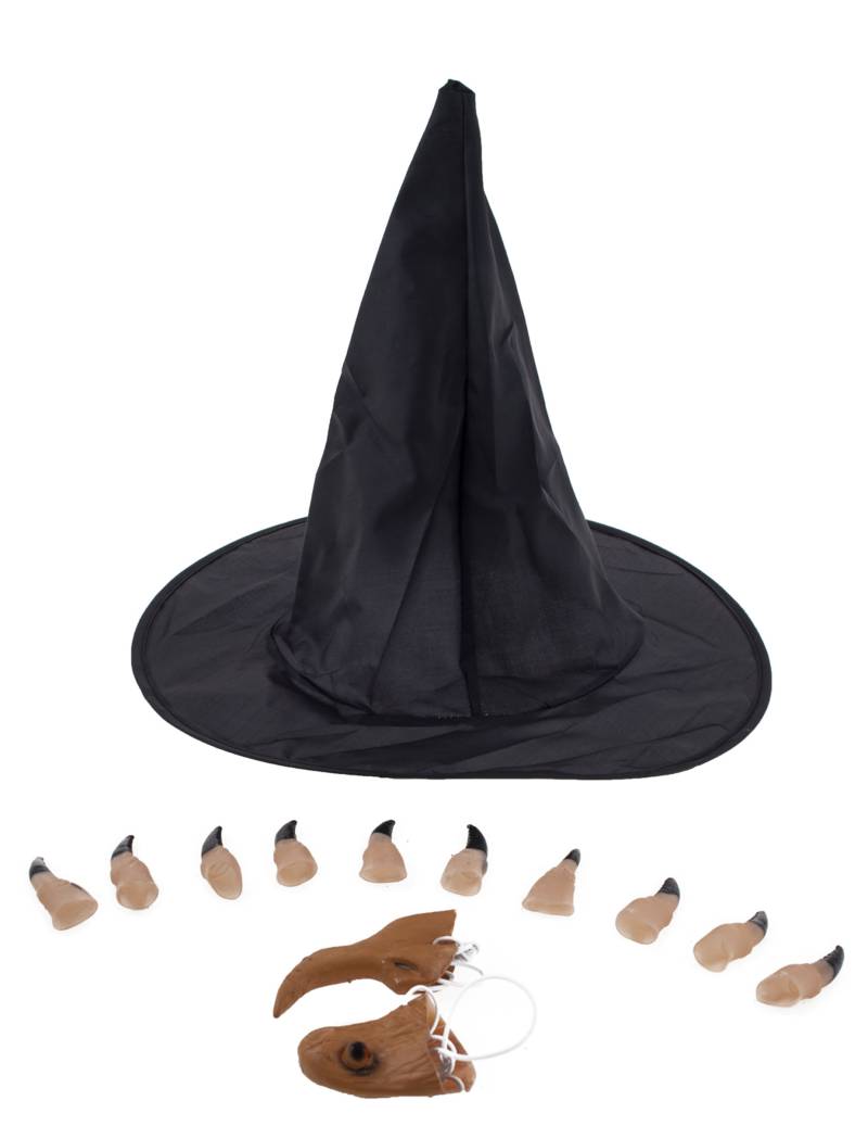Hexen-Accessoire-Set für Damen Halloween-Accessoire schwarz-beige von ESPA