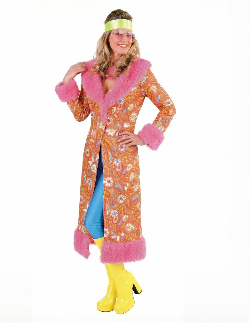 Hippie-Mantel mit Kunstfell rosa Erwachsene von ESPA