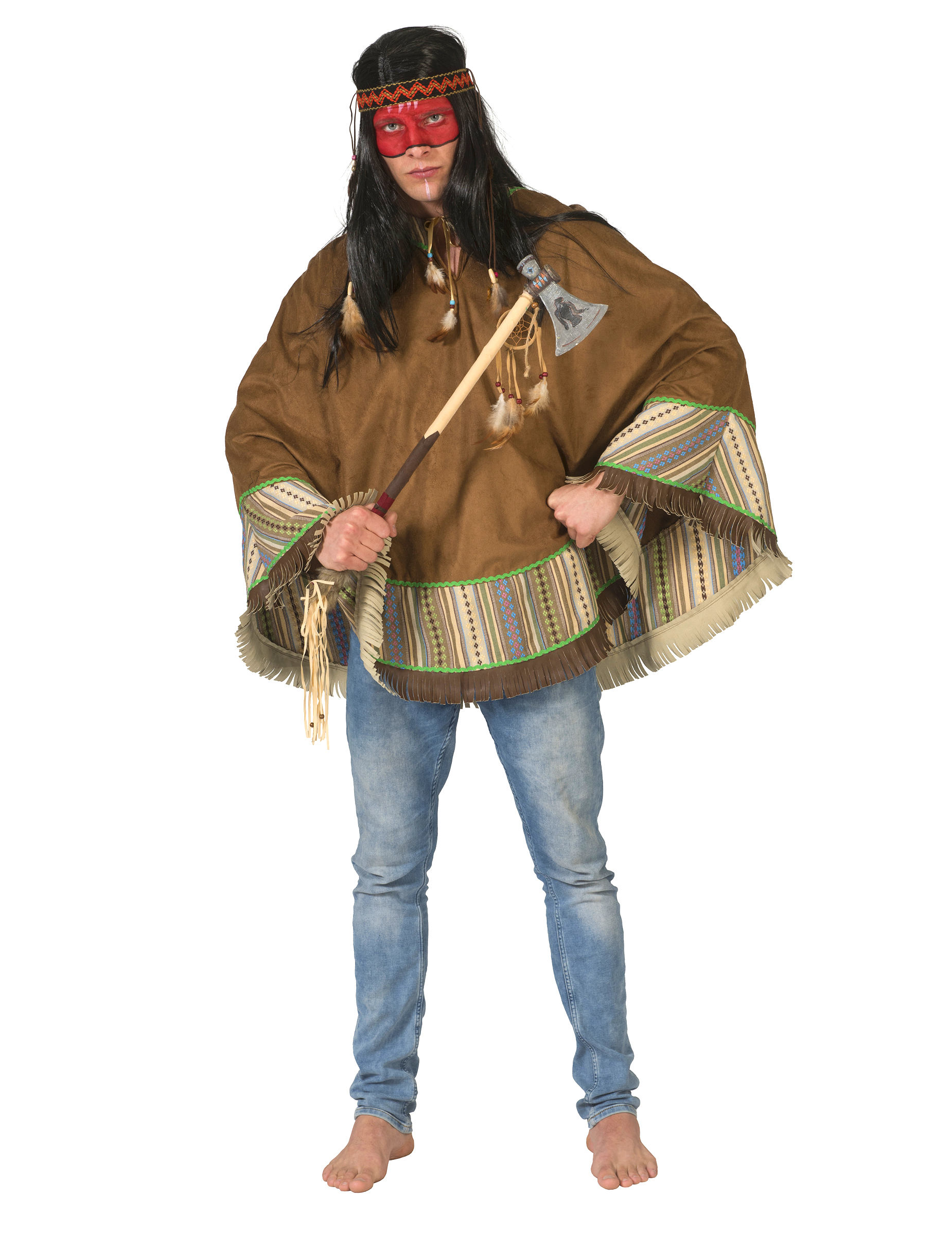 Indianer-Kostüm für Erwachsene Indianer-Poncho Deluxe braun Indianer-Kostüm für Erwachsene Indianer-Poncho Deluxe braun von ESPA