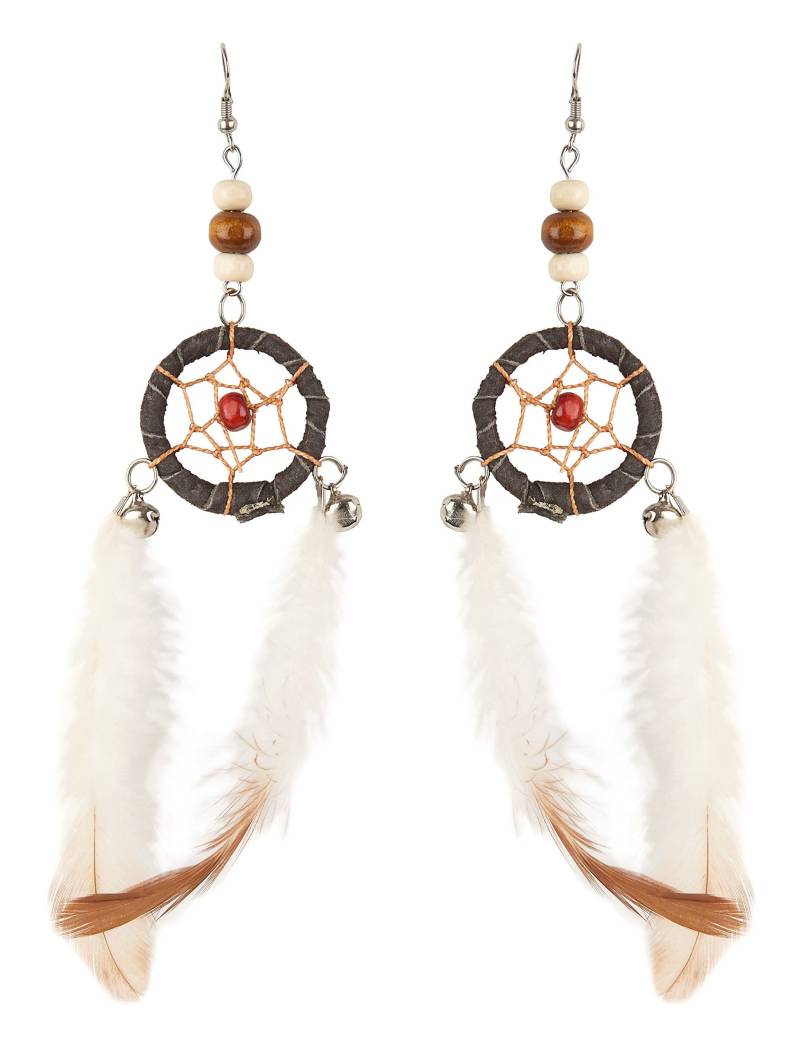 Indianer-Ohrringe Traumfänger Kostüm-Accessoire beige-brun von ESPA
