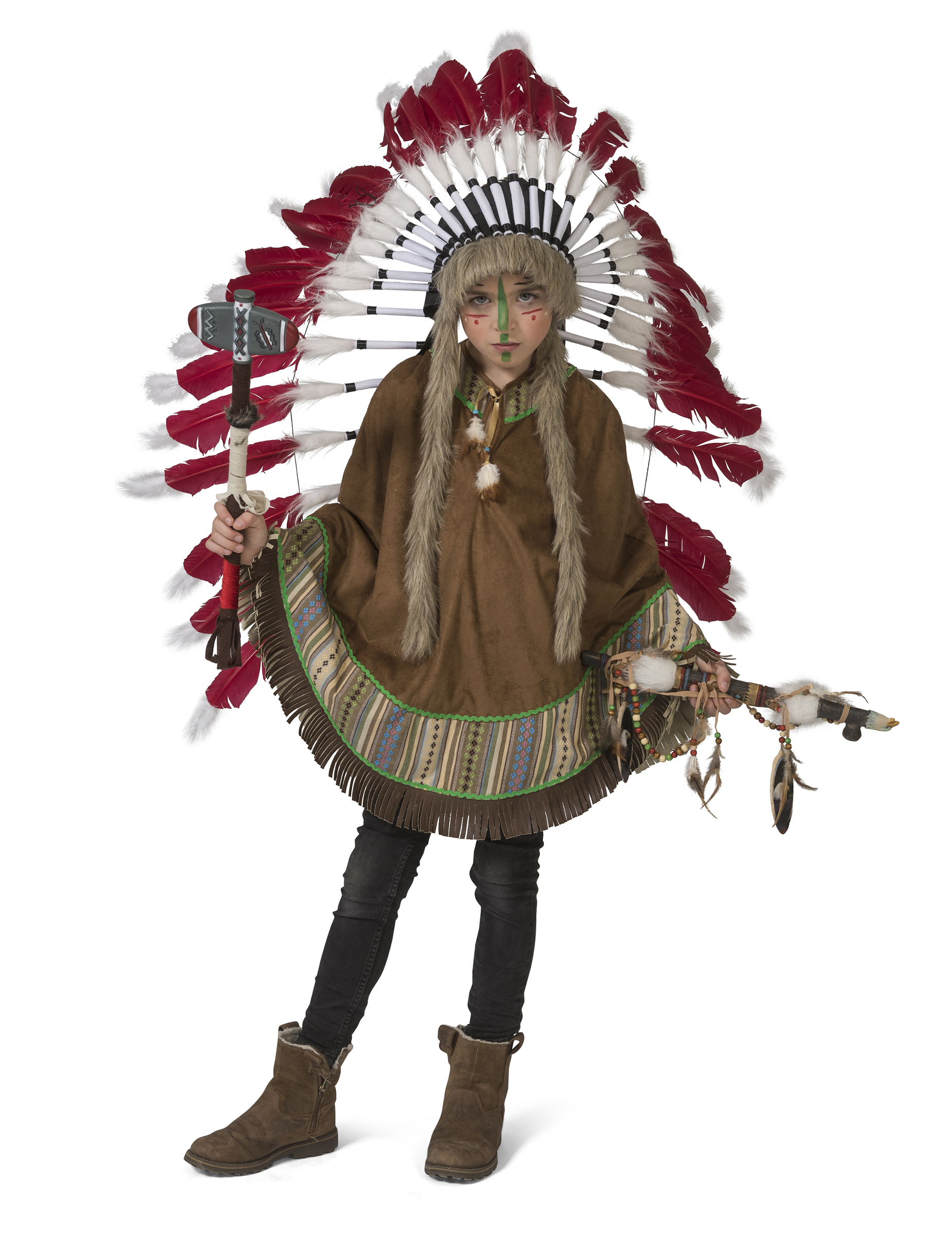 Indianer-Poncho für Kinder Faschings-Accessoire braun von ESPA