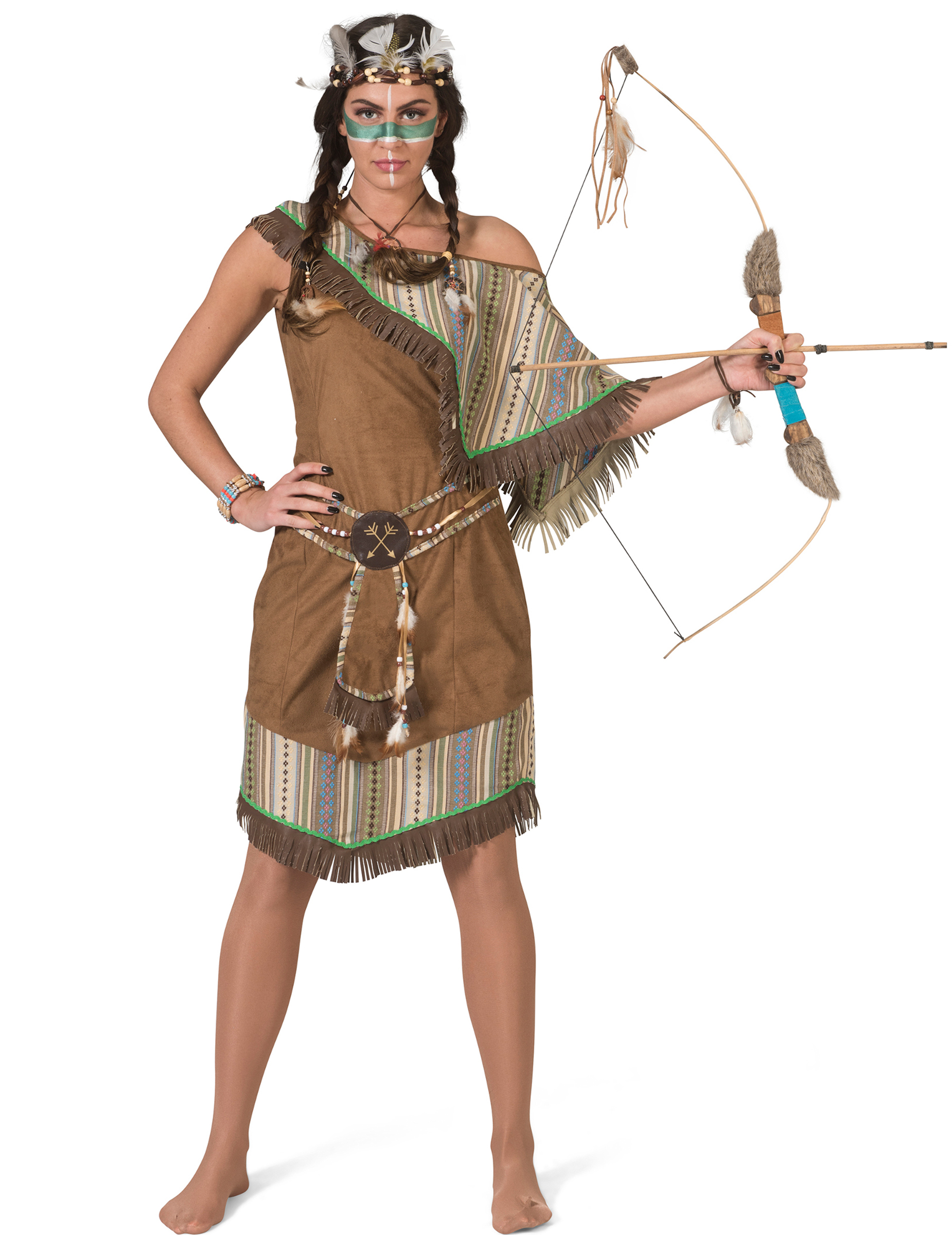 Indianerin-Kostüm für Damen Deluxekostüm Faschingskostüm braun von ESPA